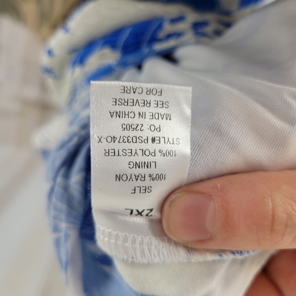 Polagram Floral Midi Dress Blue‎ White Size 2XL Modest - Picture 10 of 12